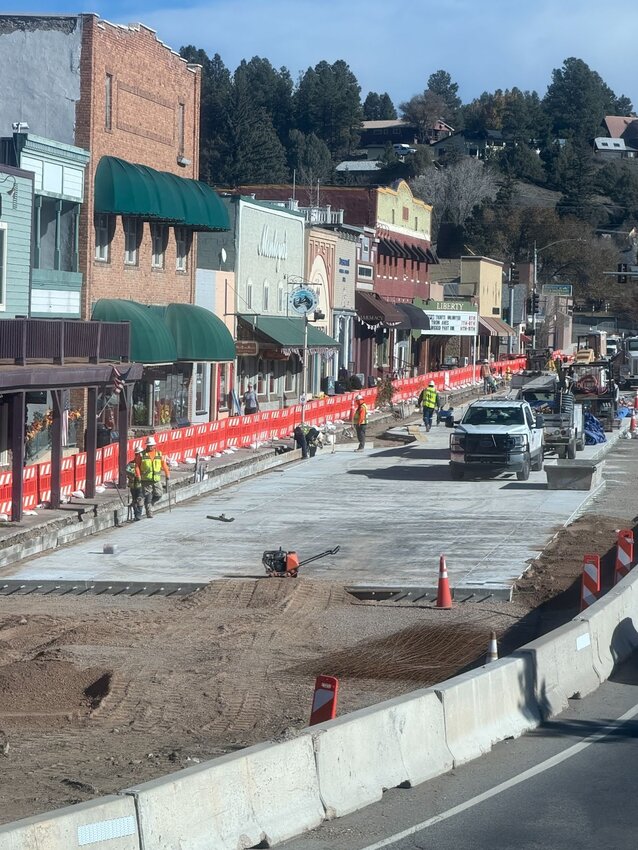 Progress is made on the concrete paving of the 400 block of U.S. 160 downtown. For more information on the status of the project, see page A3.