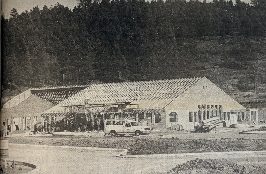 From the Oct. 22, 1992, Pagosa SUN &mdash; The new Pagosa Springs Post Office is beginning to take shape on Hot Springs Boulevard (formerly Lightplant Road). Raising of roof trusses, pouring of concrete curbing and drainage for parking areas, and masonry work on the exterior walls give an indication of the size of the new postal facility located immediately south of the Oak Ridge Motor Inn.
