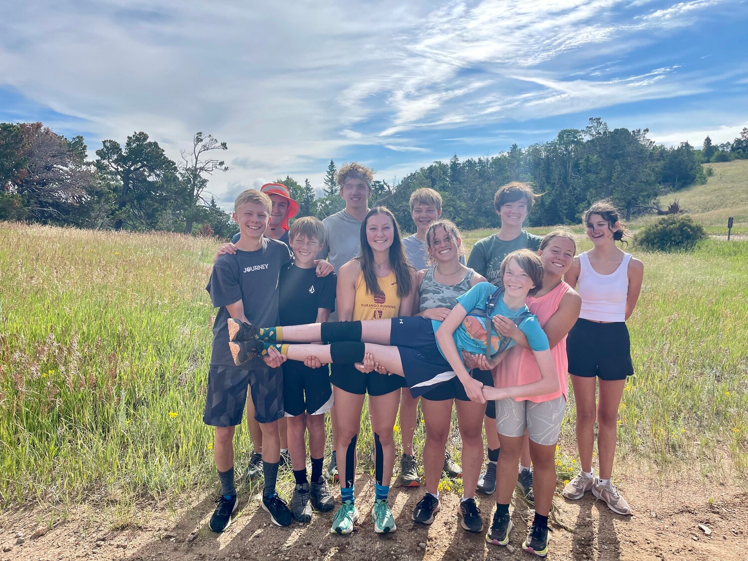 Pirate cross-country runners pose during their annual training trip to the Great Sand Dunes National Park and Preserve.