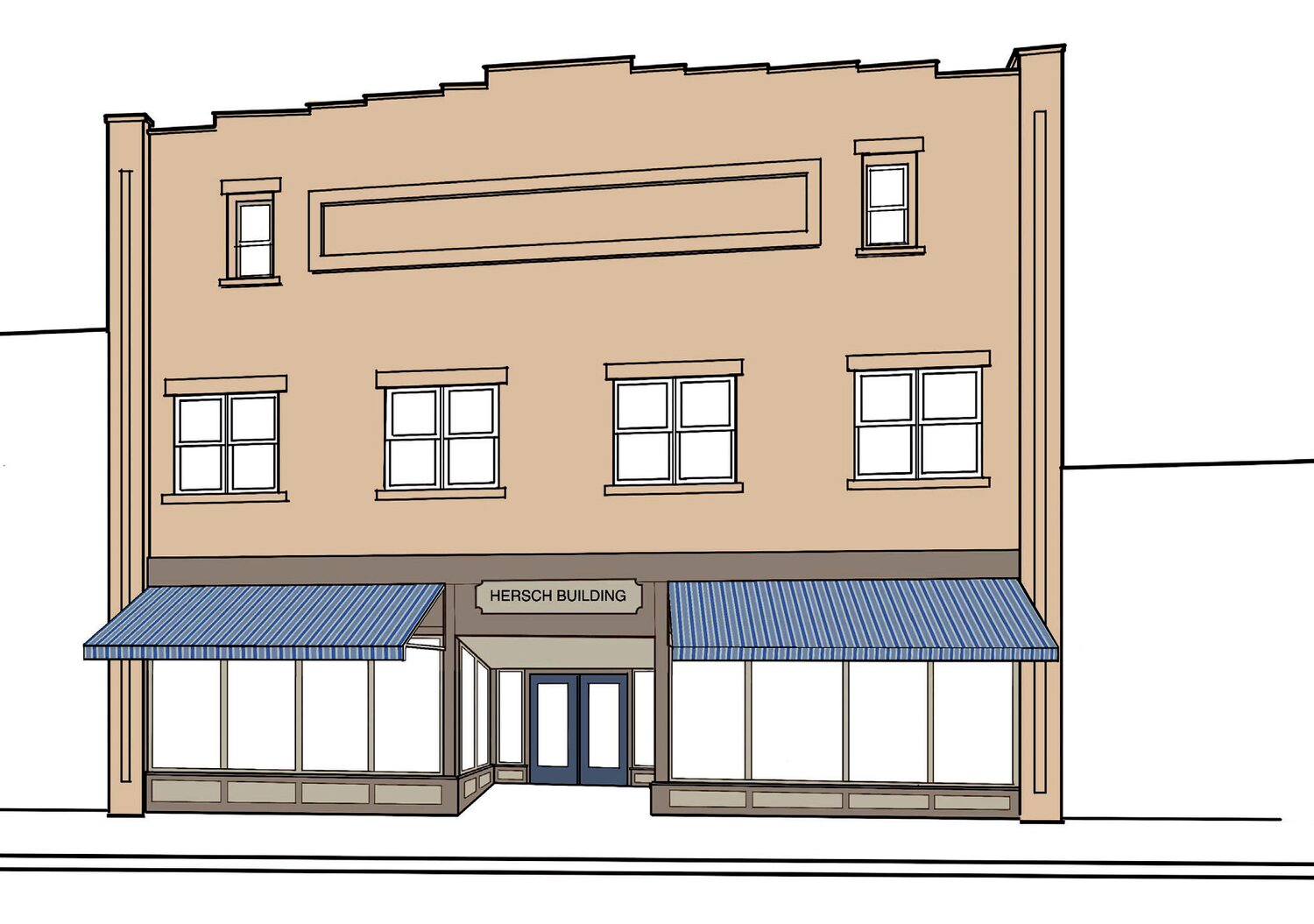 A rendering shows the proposed facade improvements for the Hersch building in downtown Pagosa Springs.