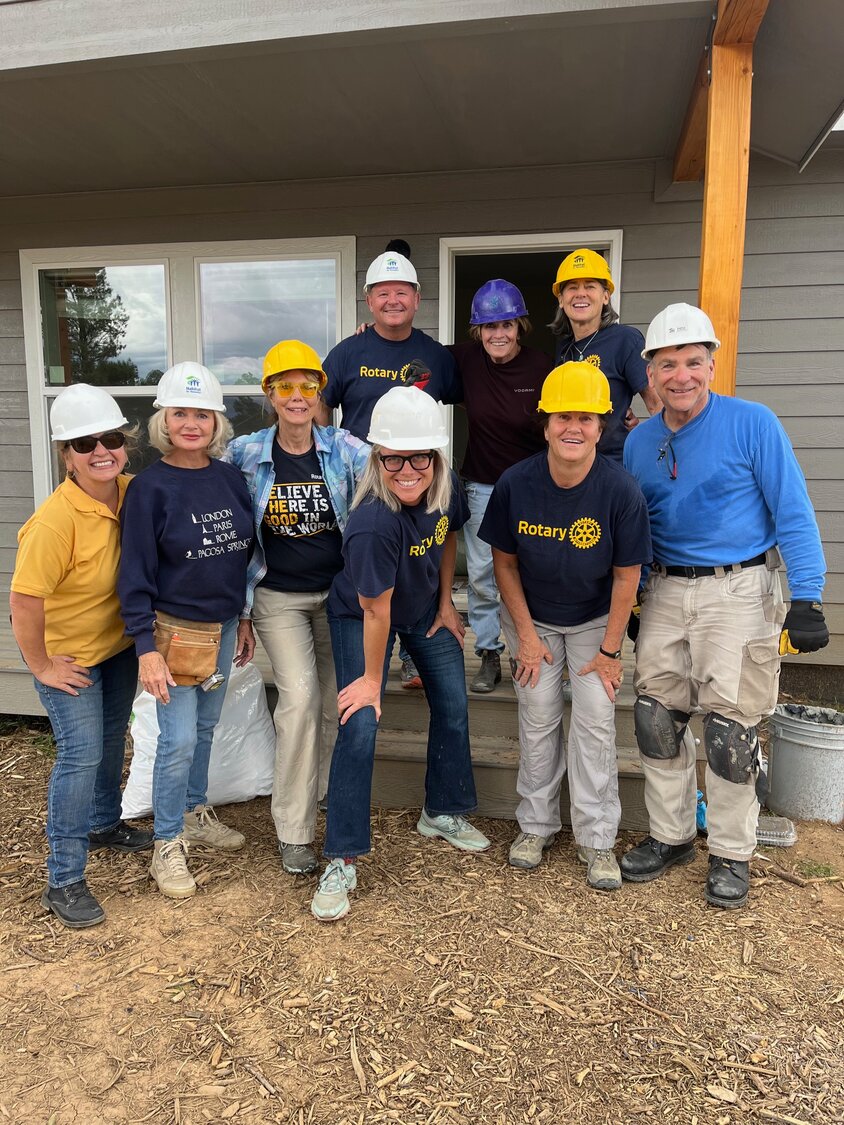 Rotarians work with Habitat for Humanity of Archuleta County recently, helping with Habitat’s three homes being built this year.