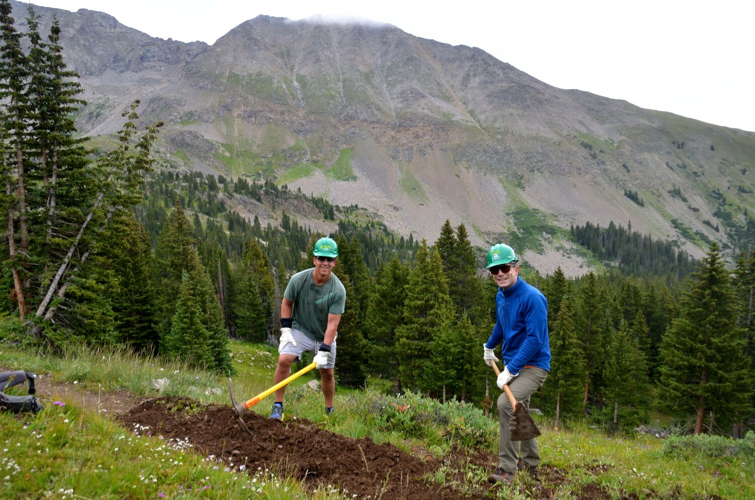 Jeff Miller and Dave Marston work in the Collegiate Peaks Wilderness in Gunnison County.