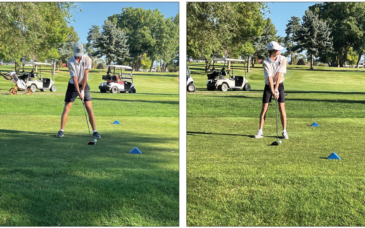 Pirates Johnathon Smith, left, and Tyler Dimond earned the chance to compete at next week’s 3A state golf championship in Pueblo while competing at regionals in Cortez on Sept. 30. For more on the golfers and state, see related story on page A12.