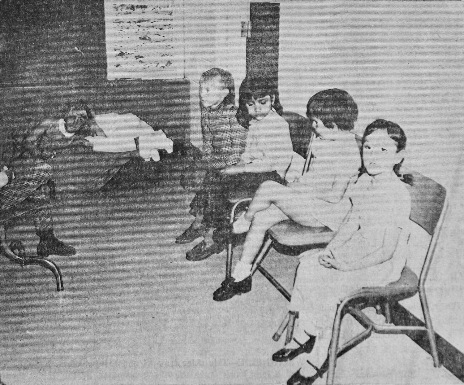 From the Feb. 12, 1970, Pagosa SUN — A ROUGH DAY — Grade school students had a rough day last week when they were given penicillin shots. A high incidence of “strep throat” was reported among grade school students and the shots resulted. This group of little girls have just had their shots and are taking it easy until the shock wears off.