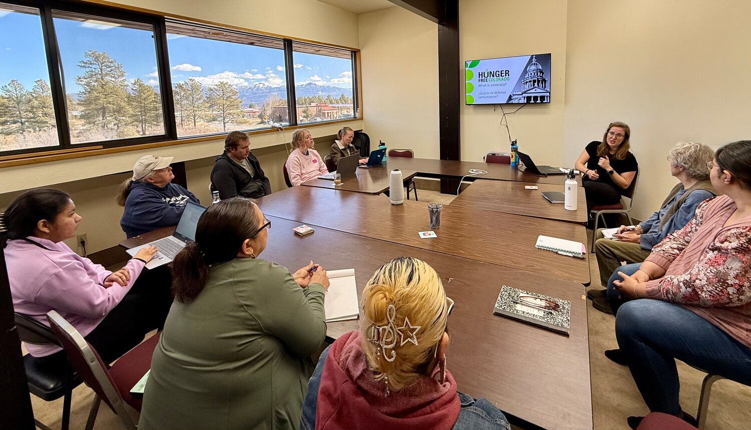 Members of Healthy Archuleta meet with a Denver representative of Hunger Free Colorado, a statewide nonprofit advocacy organization.