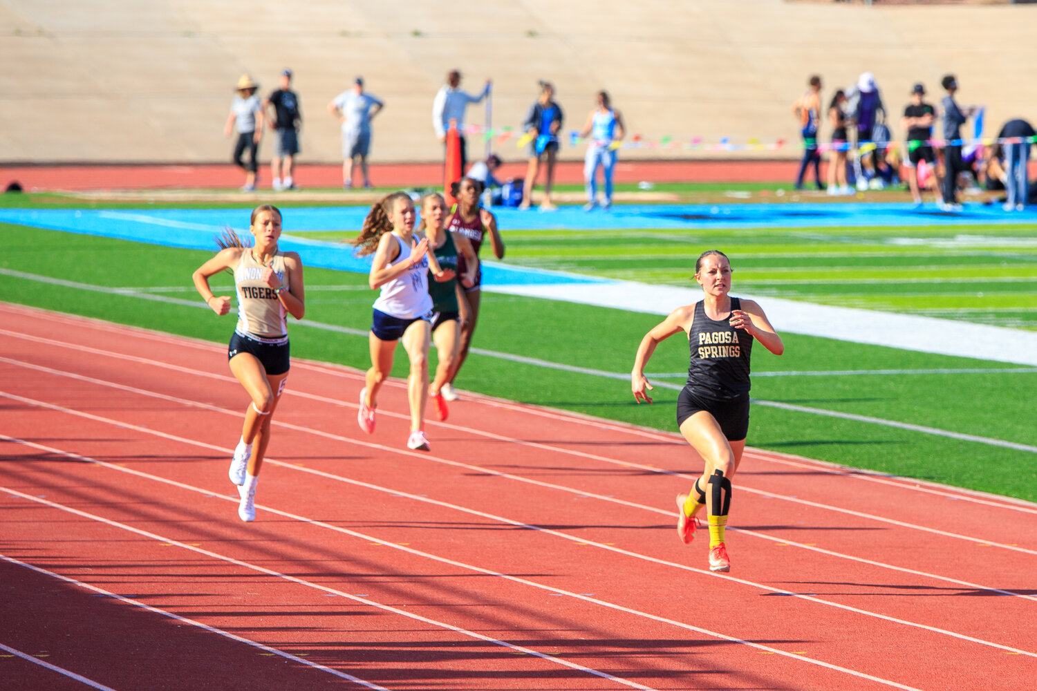Lady Pirate Sienna Rose wins the 400-meter dash at the 55-team Friday Night Lights meet in Pueblo on May 9. Rose is one of 11 Pirates competing at this week’s state meet in Lakewood.