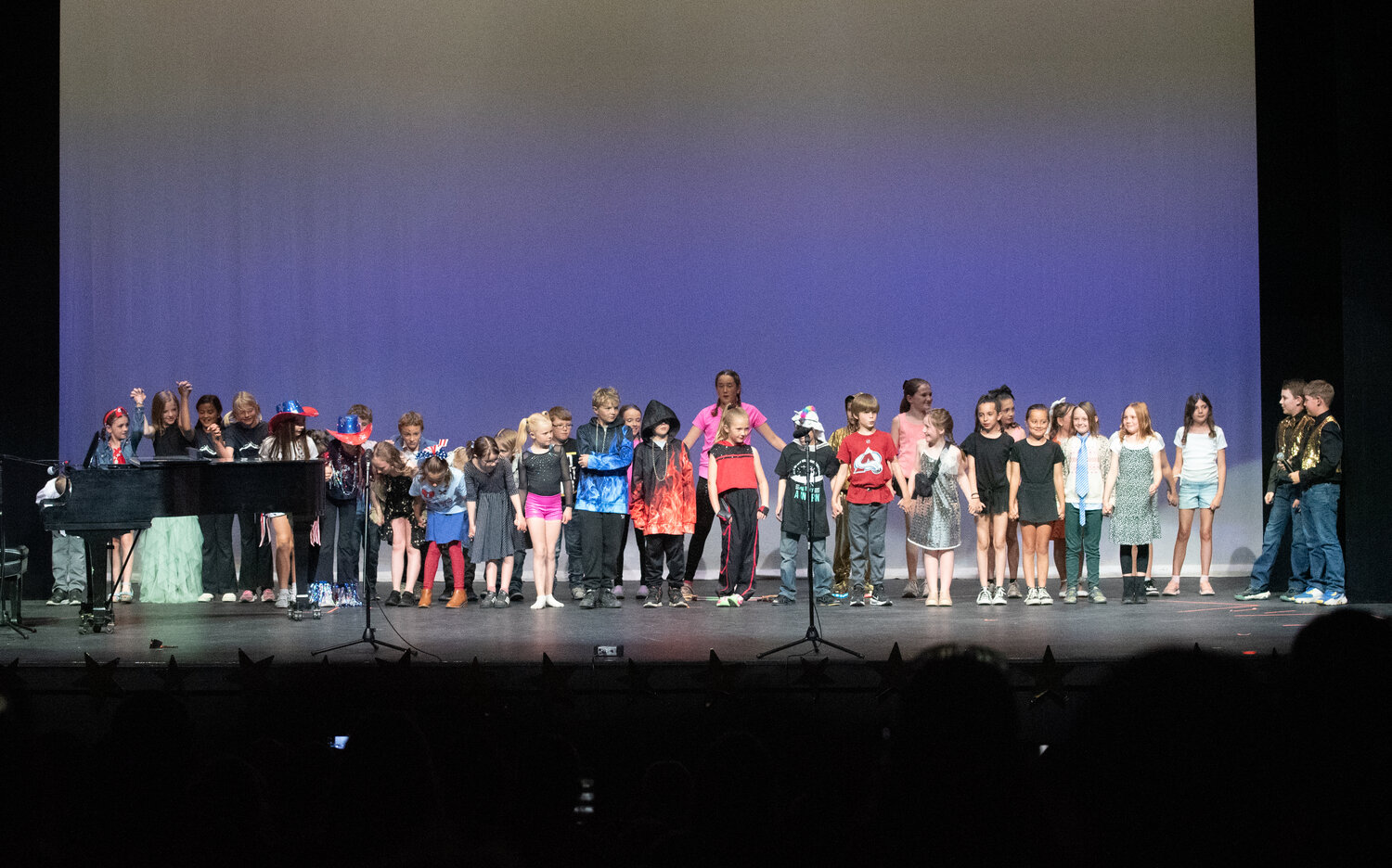 Scene ... showing off the talents of Pagosa Springs Elementary School at the school&rsquo;s eighth-annual talent show on May 13. The event featured third- and fourth-graders singing, dancing, doing acrobatics, telling jokes and more.