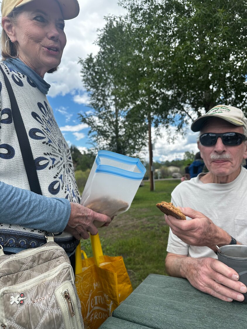 Scene ... Members of the Rotary Club of Pagosa Springs enjoy a day of fly fishing lessons, birdwatching and a picnic at River Center Park on June 5. Swapping meetings for mountain air, the group shared laughter, fellowship and a few casting tips.