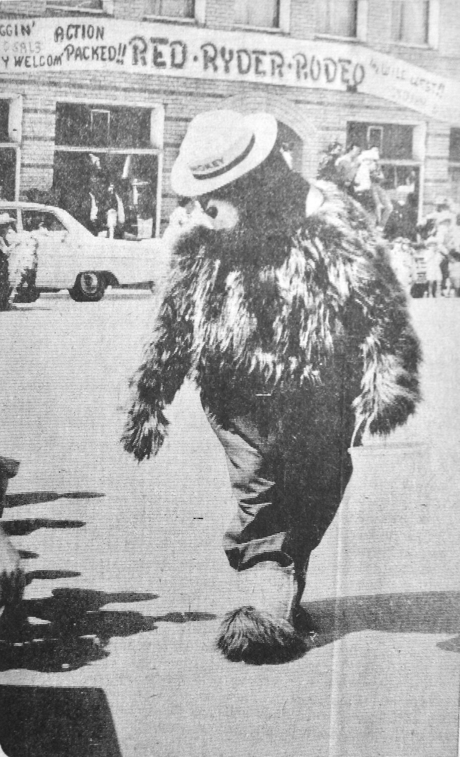 From the July 11, 1968, Pagosa SUN — SMOKEY BEAR — Smokey Bear was one of the more popular attractions in the Red Ryder Roundup parade. The children were particularly impressed by the shaggy opponent of fire and careless use of matches and cigarettes. His appearance was sponsored by the Forest Service.