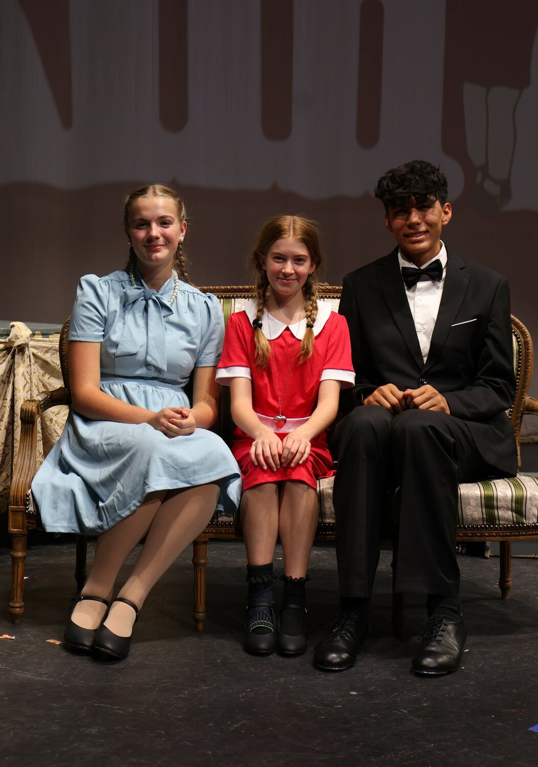 Grace Farrell (Lillian Jones), Annie (Merick Halterman) and Daddy Warbucks (Korban Lee) anchor the cast in &ldquo;Annie JR.,&rdquo; playing this weekend.
