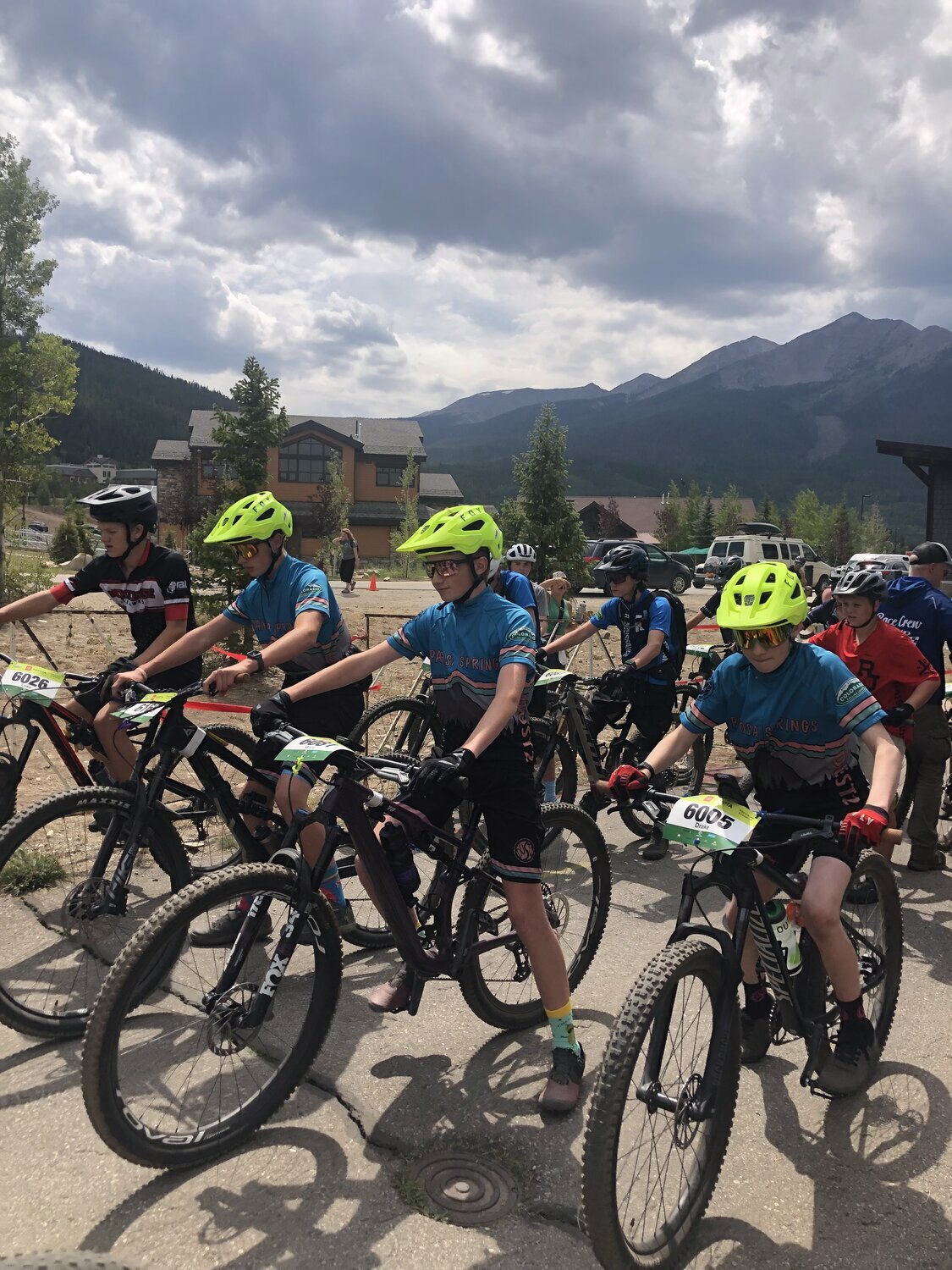 DUST2&rsquo;s freshmen boys (from left) Amon Phillips, Ward Halterman and Drake Anderson line up for their time trial race in Frisco on Aug. 24.