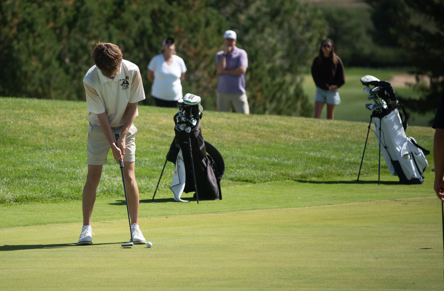 Pirate Tyler Dimond looks to land a put during Tuesday&rsquo;s Pagosa Invitational at Pagosa Springs Golf Club. Dimond finished 11th on the day.