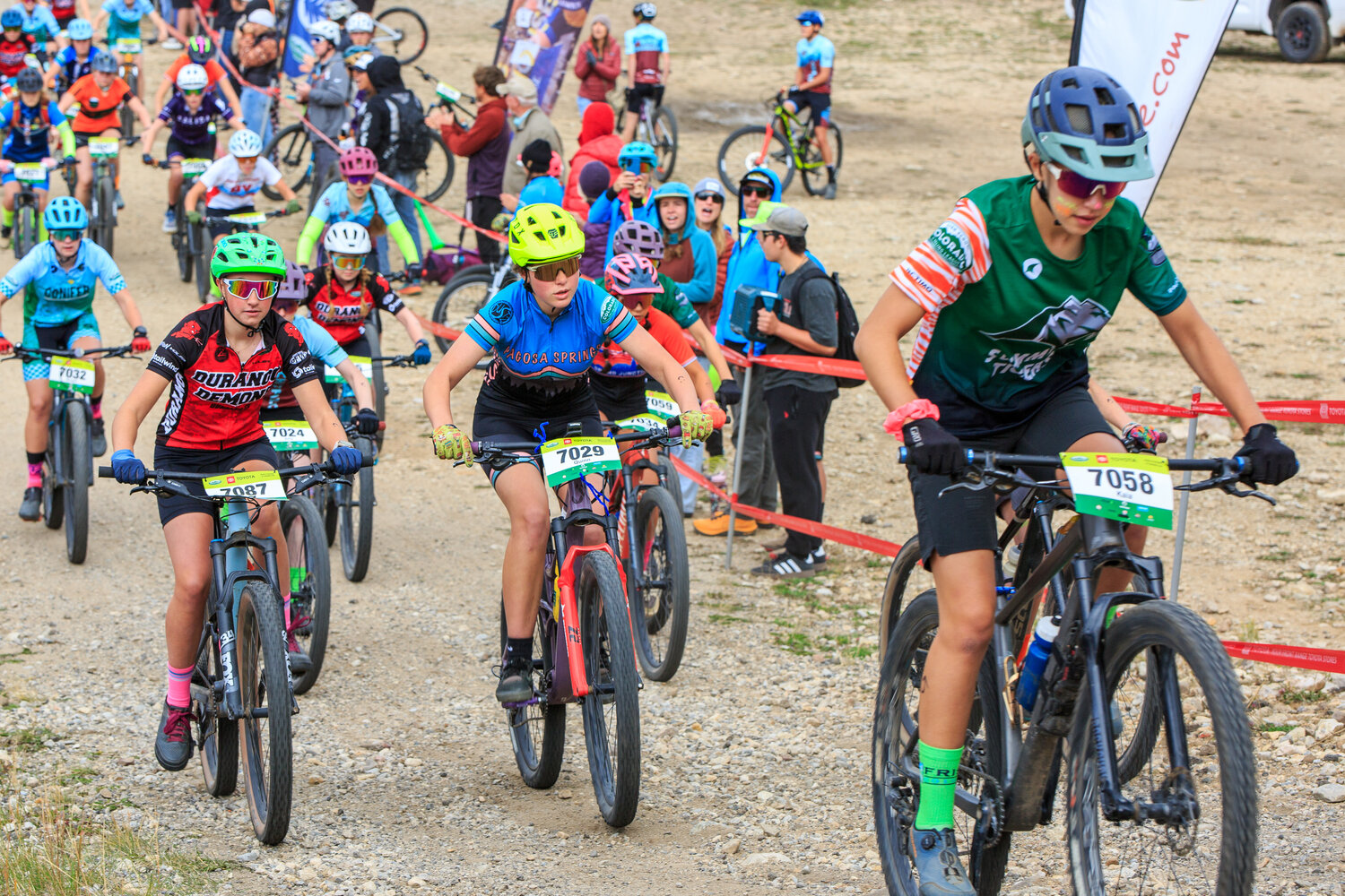 Freshman Quinn Howard vies for her position at the start of the race, finishing in 10th place at the Cloud City Challenge in Leadville on Sept. 21.