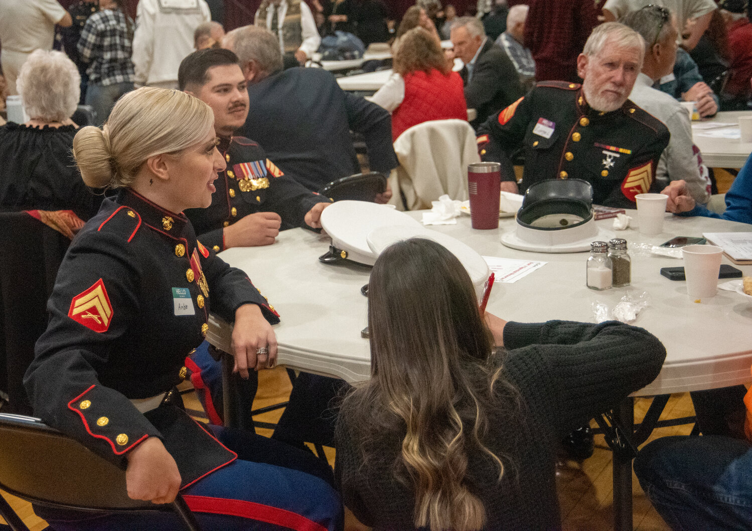 Pagosa Springs Middle School eighth-graders treat veterans to breakfast at the school&rsquo;s annual Veterans Day event. The veterans breakfast began in 2001.
