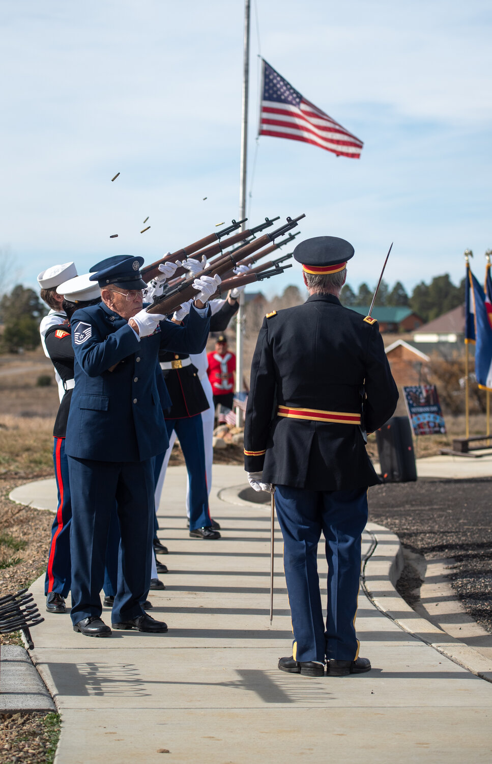 SUN photos/Randi Pierce
In annual tradition, members of Mullins-Nickerson American Legion Post 108 present a Veterans Day ceremony in honor of veterans on Tuesday, Nov. 11, at Veterans Memorial Park.