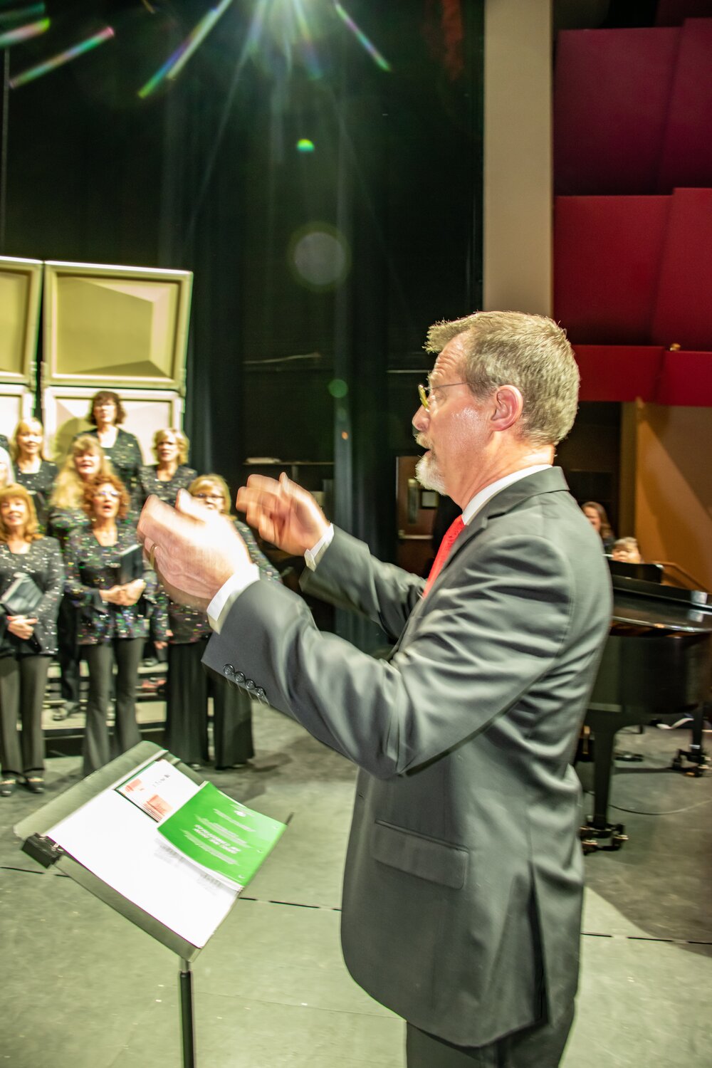 Music Director Dan Burch prepares the Pagosa Springs Community Choir for this year&rsquo;s Christmas concerts, coming up on Friday and Saturday, Dec. 12 and 13, at 7 p.m. and Sunday, Dec. 14, at 4 p.m. in the Pagosa Springs High School auditorium.
