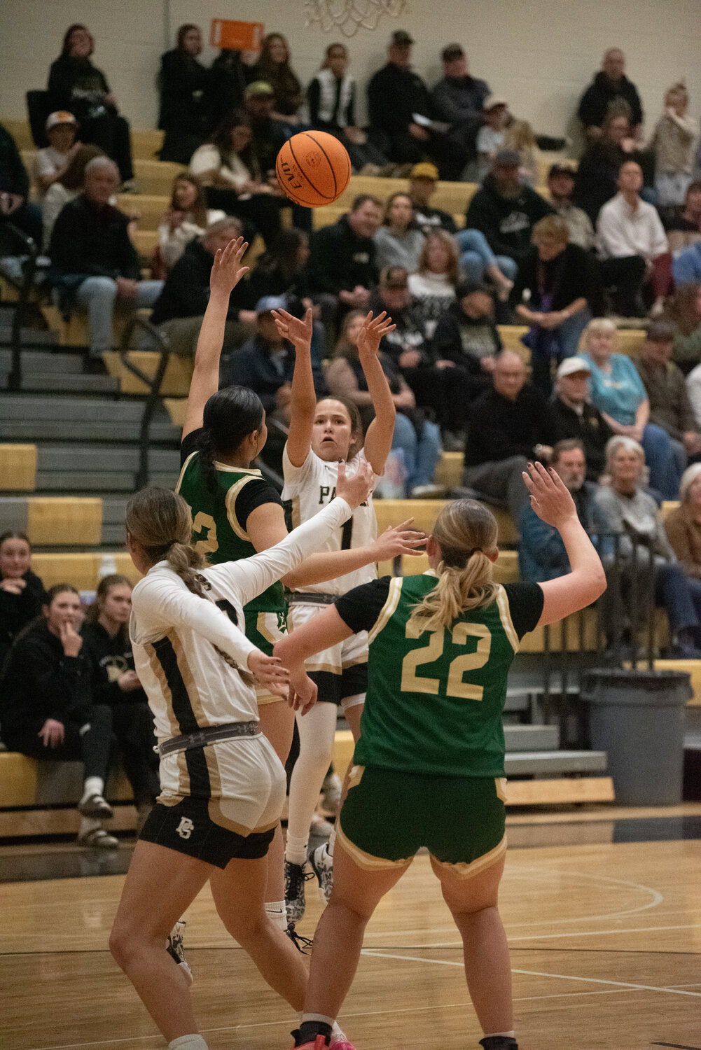 Lady Pirate Ximena Garcia puts up a shot against Monte Vista on Friday, Jan. 16. The team won the matchup 40-31, with Garcia putting up four points.