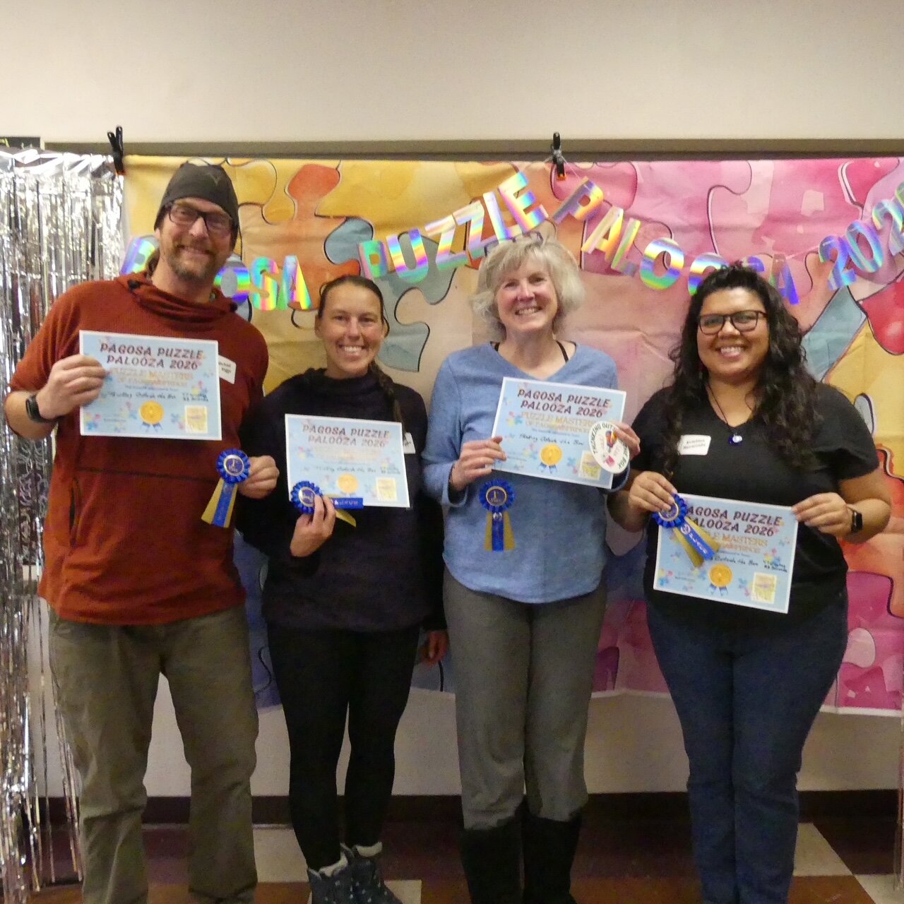 Team Thinking Outside the Box wins the inaugural Pagosa Puzzle Palooza. The team logged a time of of 47 minutes and 20 seconds.