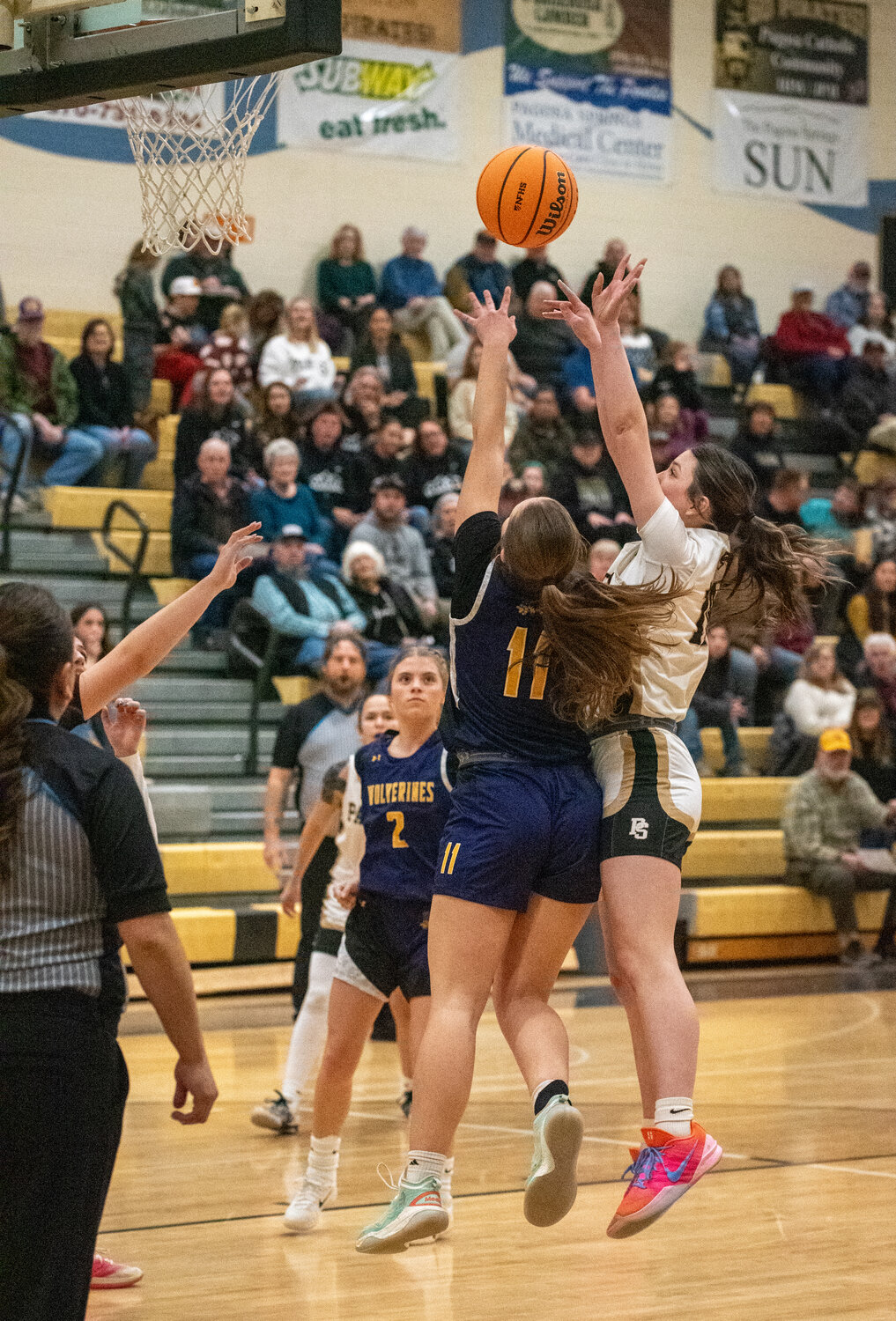 Lady Pirate Lexi Campbell puts up a shot during the team&rsquo;s 49-11 win over the Bayfield Wolverines on Friday, Jan. 30.