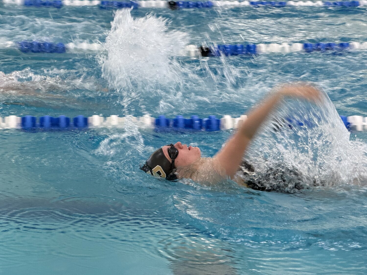 Lady Pirate Brooklyn Trujillo swims in Durango last week. The team took to the waters in Durango for a pair of meets on Jan. 30 and 31, with the team recording a number of personal bests.