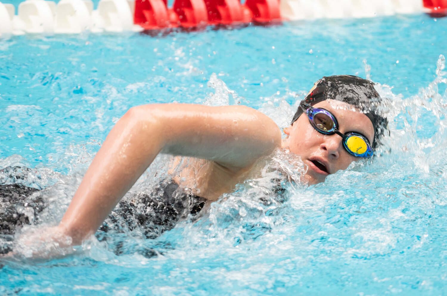 Lady Pirate Chloe Gantt swims at last week&rsquo;s state swim meet, where Gantt helped make team history. For the first time, the Lady Pirates made the finals in two events at the state&rsquo;s final meet.