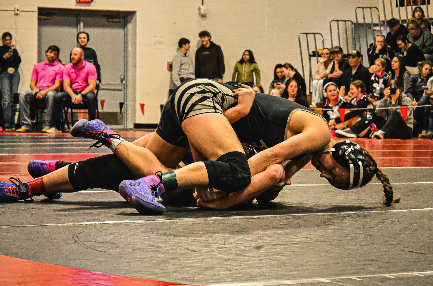 Lady Pirate Kyley Matyniak maneuvers an opponent en route to earning a regional title at last week&rsquo;s 4A Region 3 tournament. Matyniak will be in action at this week&rsquo;s state tournament.