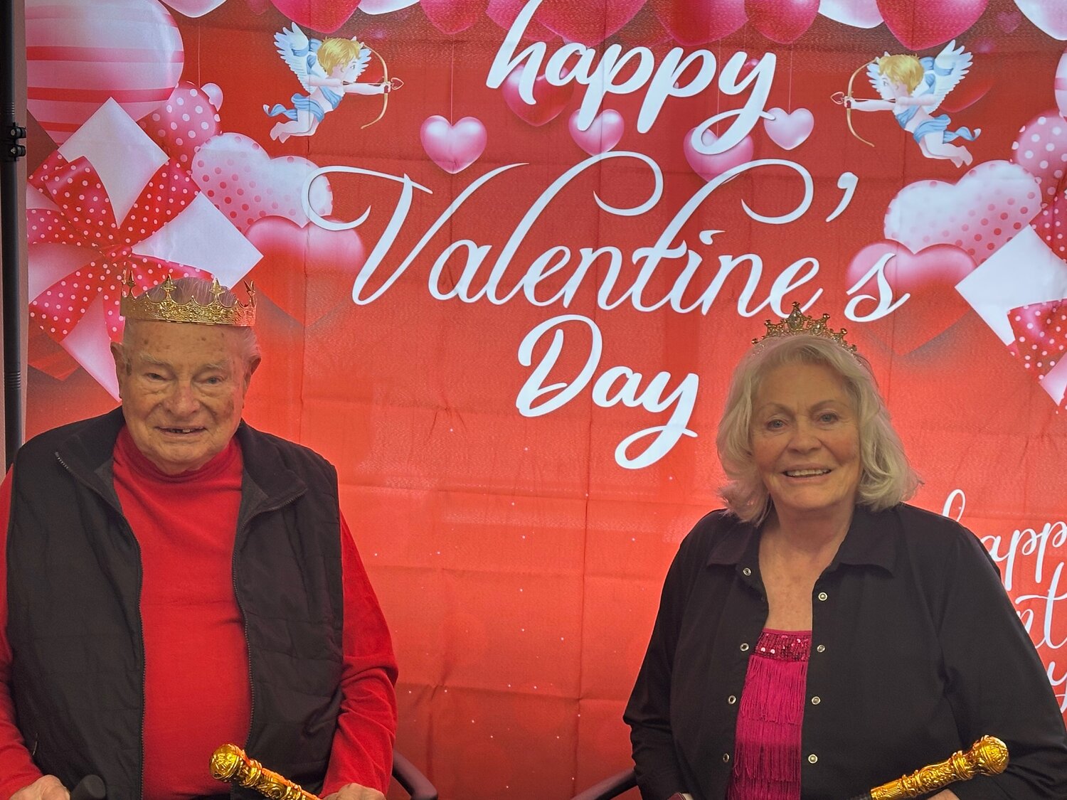 Kenneth Johnson and Darlene Virovatz pose after being elected by their peers as Archuleta Senior Inc.&rsquo;s 2026 Valentine&rsquo;s Day king and queen.