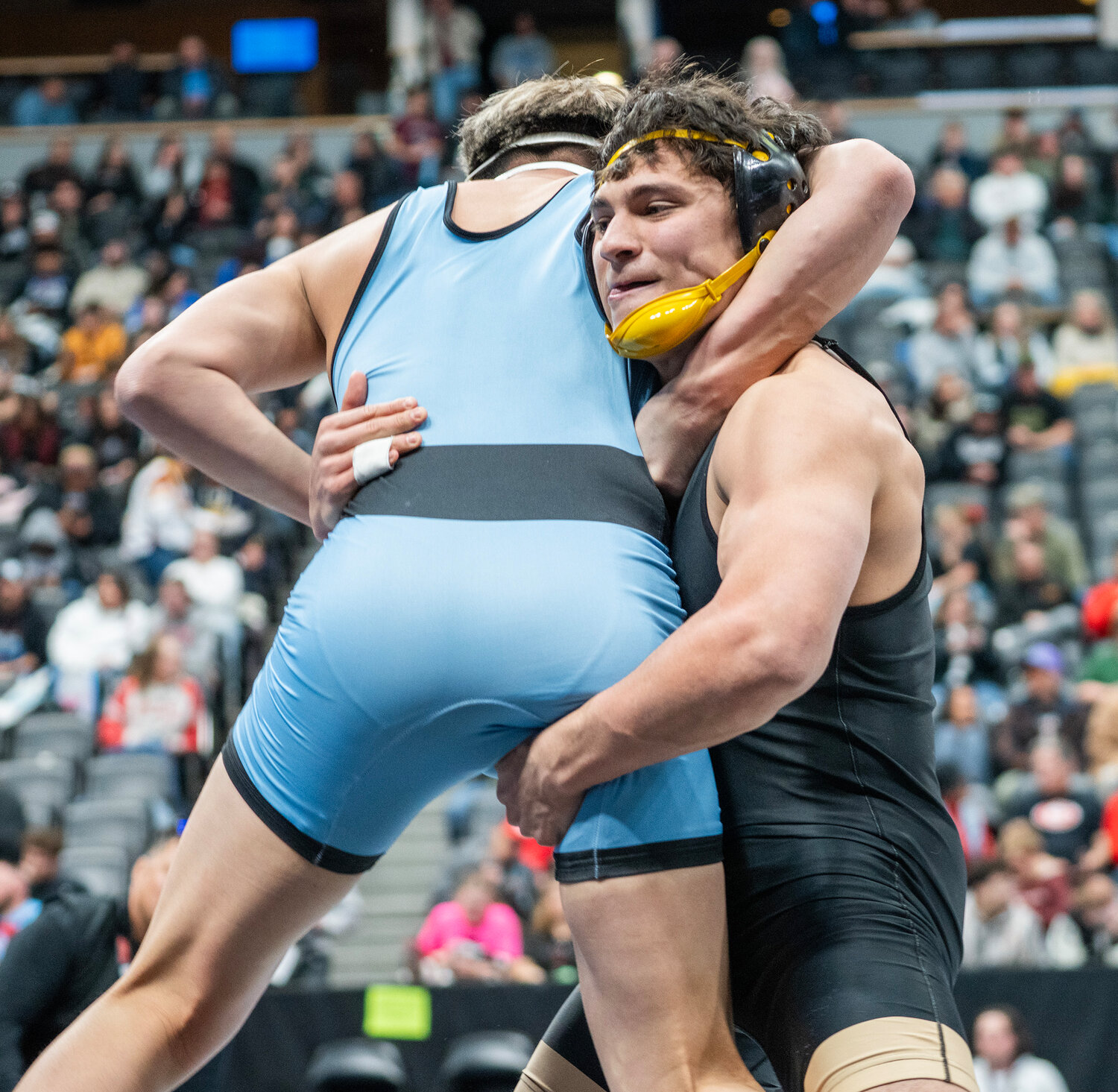 Pirate Colton Lucero wrestles at the 3A state championship last week en route to earning second place. Lucero finished with 136 wins in his career as a Pirate, the most in school history. He was a four-time state qualifier, three-time medalist and two-time finalist in his four years.