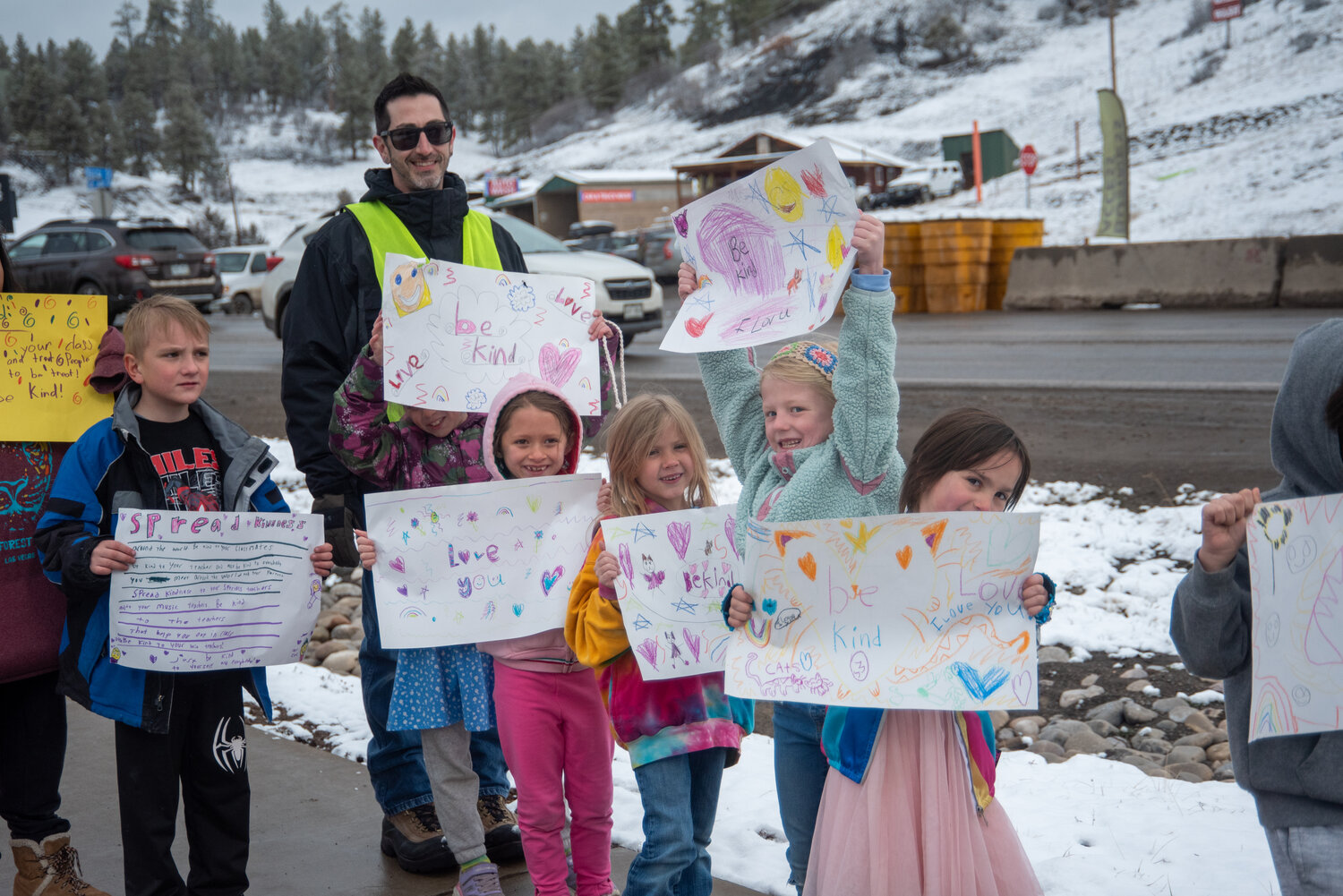 Pagosa Springs Elementary School students walk as part of the school&rsquo;s kindness march on Friday, March 6.