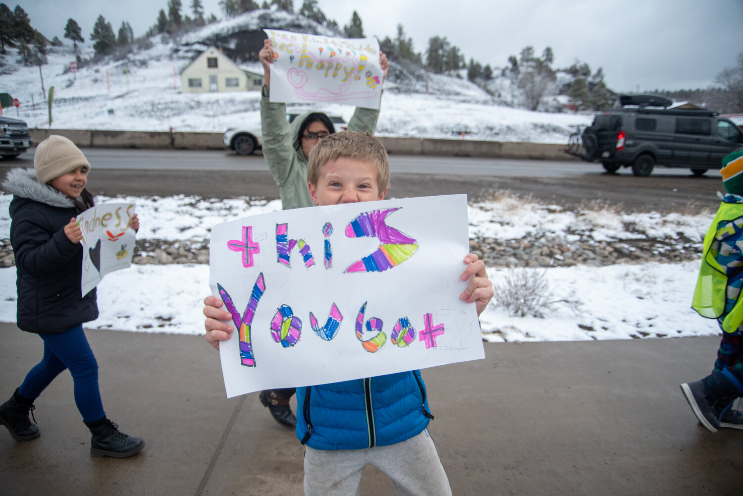 Pagosa Springs Elementary School students walk as part of the school&rsquo;s kindness march on Friday, March 6.
