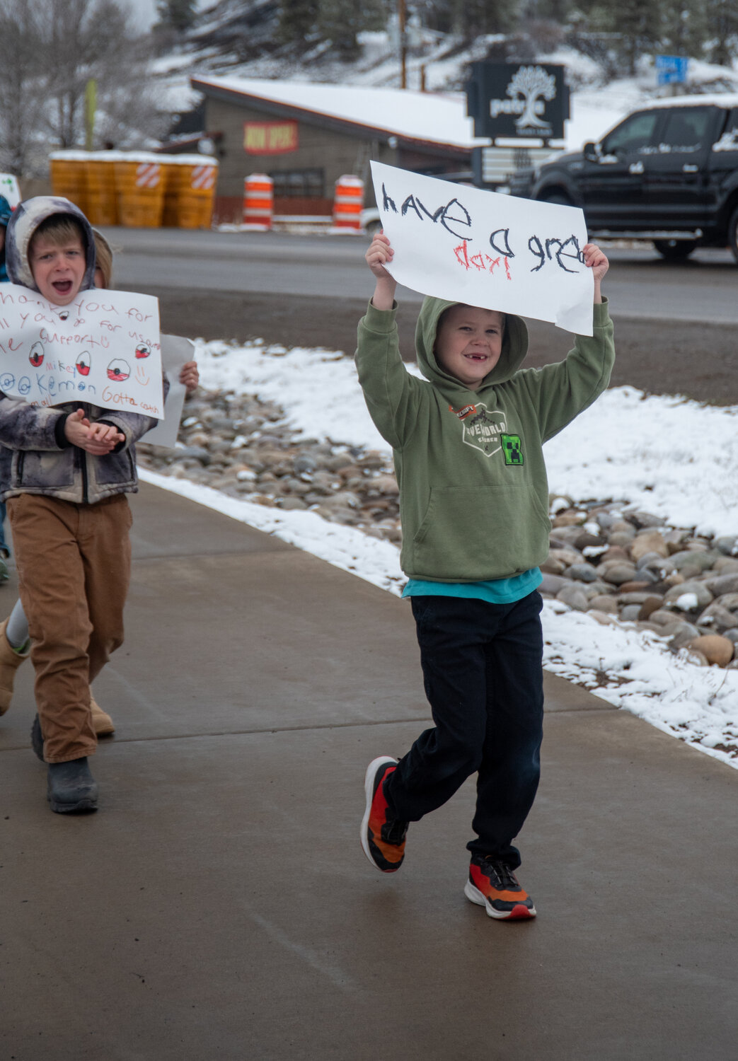 Pagosa Springs Elementary School students walk as part of the school&rsquo;s kindness march on Friday, March 6.