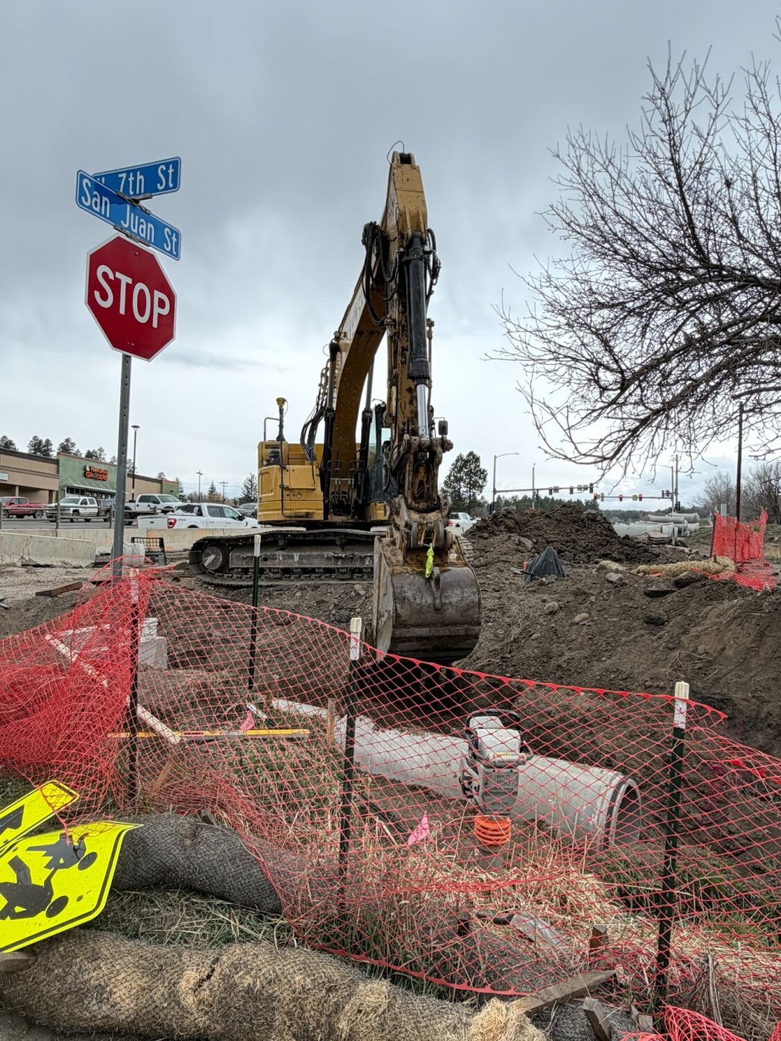 U.S. 160 reconstruction crews are wrapping up the north side of 7th Street storm utility pipe installation in preparation for concrete paving.