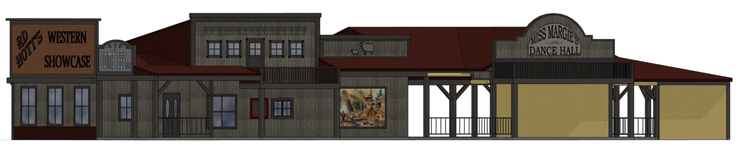 A rendering depicts the newly proposed dance hall and western showcase building to be built at the county fairgrounds anticipated to be completed in the fall of 2027.
