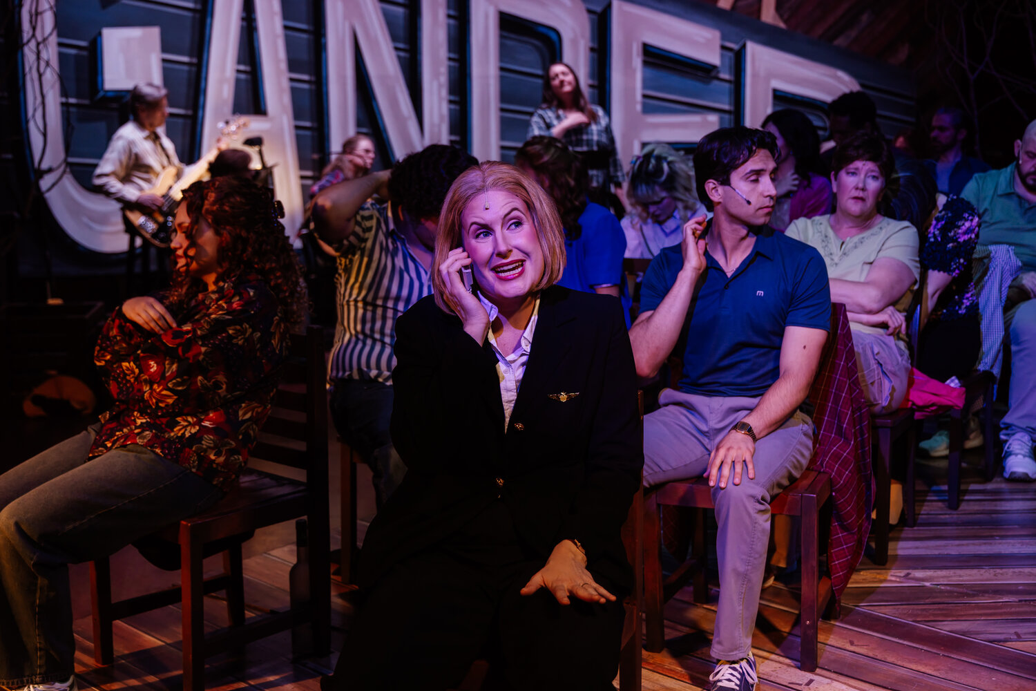 Georgia Fender appears as Captain Beverley Bass with the company of Thingamajig Theatre Company&rsquo;s &ldquo;Come From Away.&rdquo; The production continues Friday and Saturday, July 10 and 11, at 7 p.m. at the Pagosa Springs Center for the Arts.