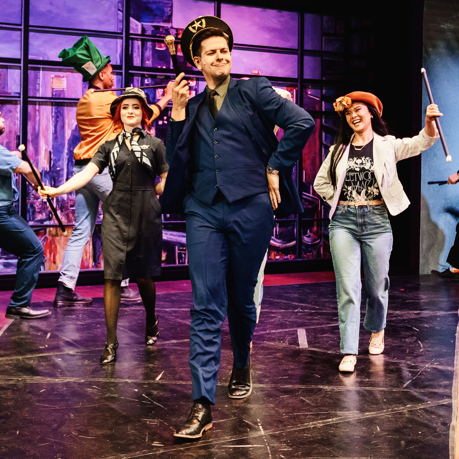 Trevor Brown as Robert, joined by members of the cast, in Thingamajig Theatre Company&rsquo;s production of &ldquo;Company.&rdquo;