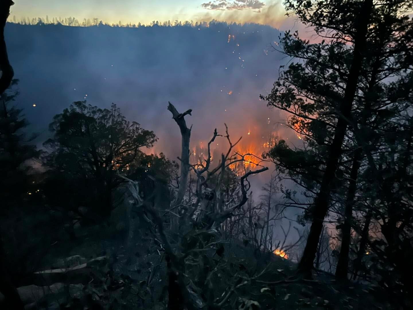 A photo of Archuleta Canyon around 1 a.m. on July 31 by the Navajo Hotshot team.