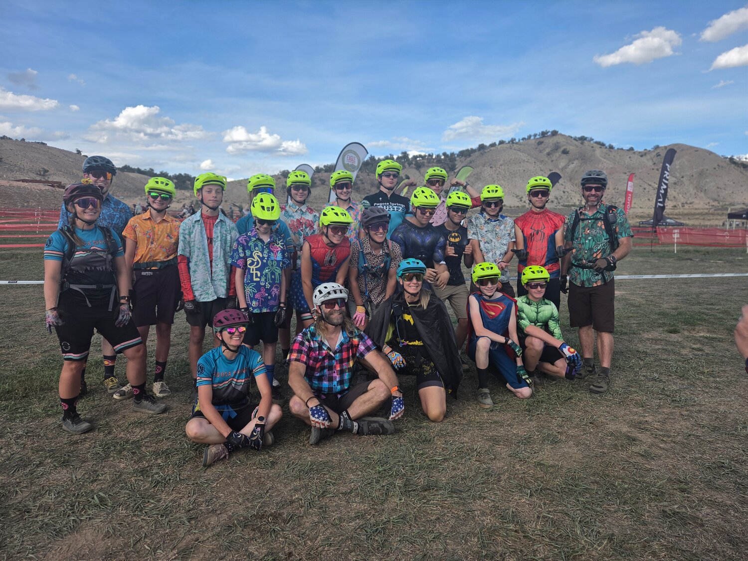 The Pagosa Springs DUST2 middle and high school teams pose for a photo at the Haymaker Classic, their second race of the Colorado High School Cycling League season, in Eagle on Sunday, Sept. 13.