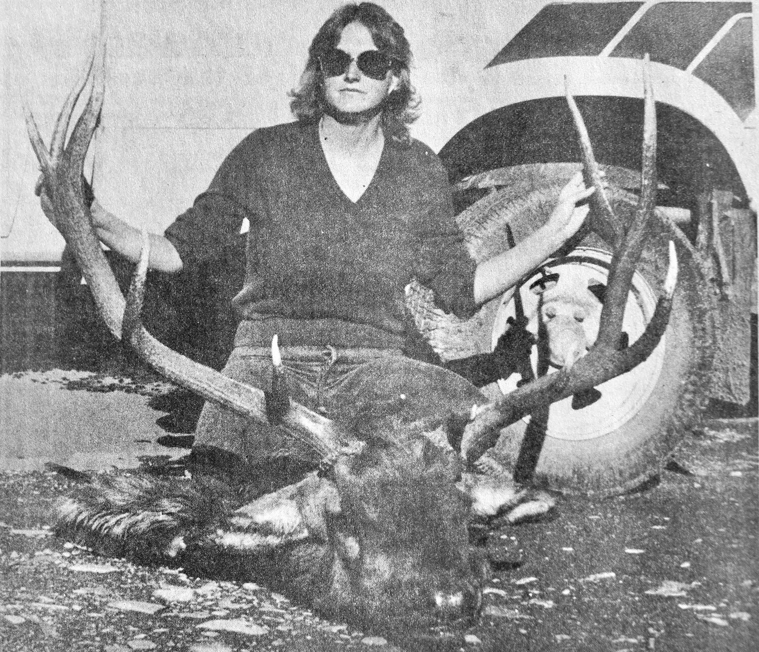 From the Nov. 12, 1987, Pagosa SUN &mdash; 7 X 7 BULL ELK &mdash; Monica Short, of Pagosa Springs, poses with her 7x7 bull elk taken in this area last week during hunting season. Short, who has been hunting the area for the past six years, says this is her first elk.
