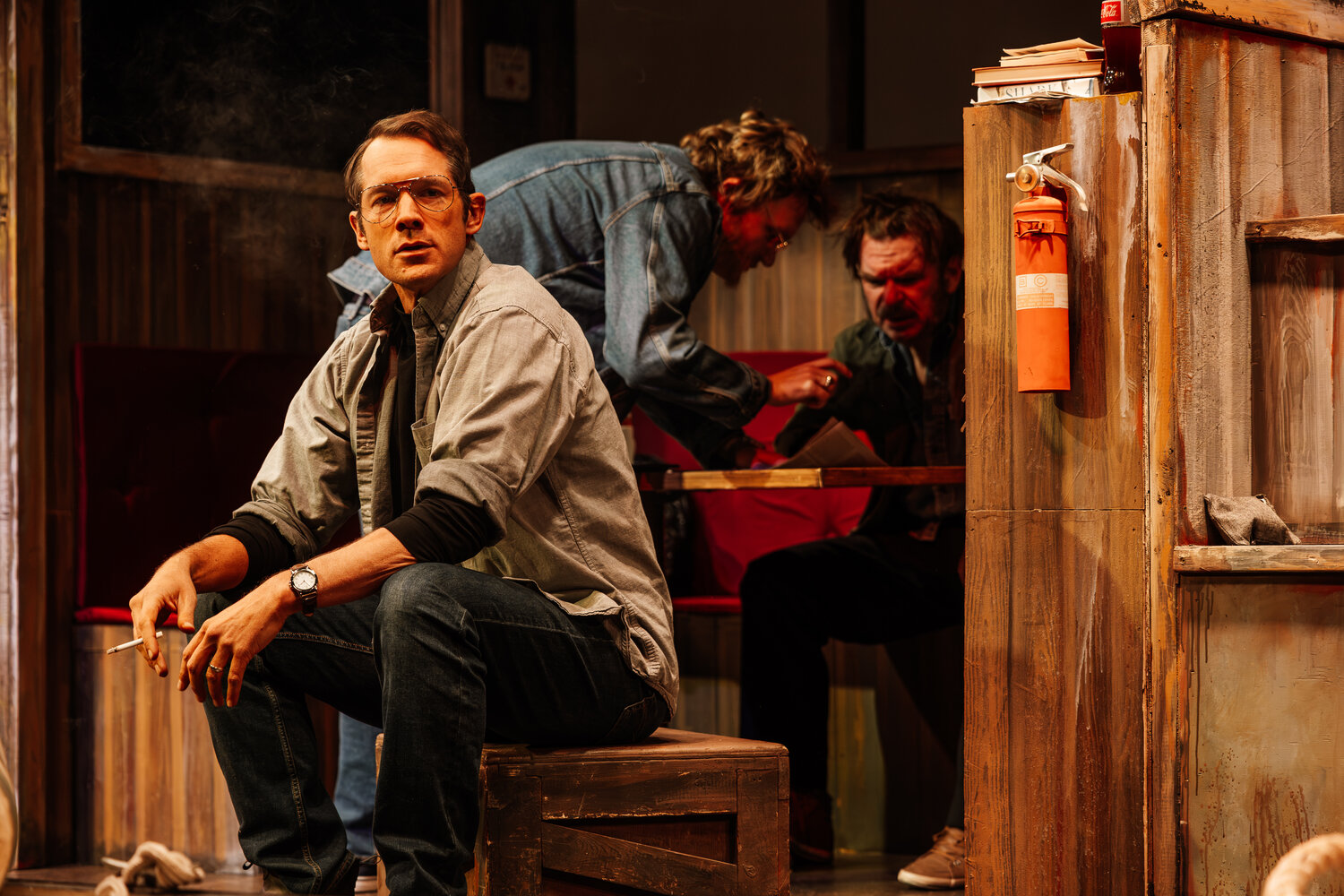 While the mechanical shark keeps the &ldquo;Jaws&rdquo; crew waiting, Roy Scheider (Scott Morehead) holds court on Richard Nixon&rsquo;s unlikely path to the presidency. It&rsquo;s one more way to pass the time between takes aboard the Orca in &ldquo;The Shark Is Broken,&rdquo; now being performed at the Pagosa Springs Center for the Arts.