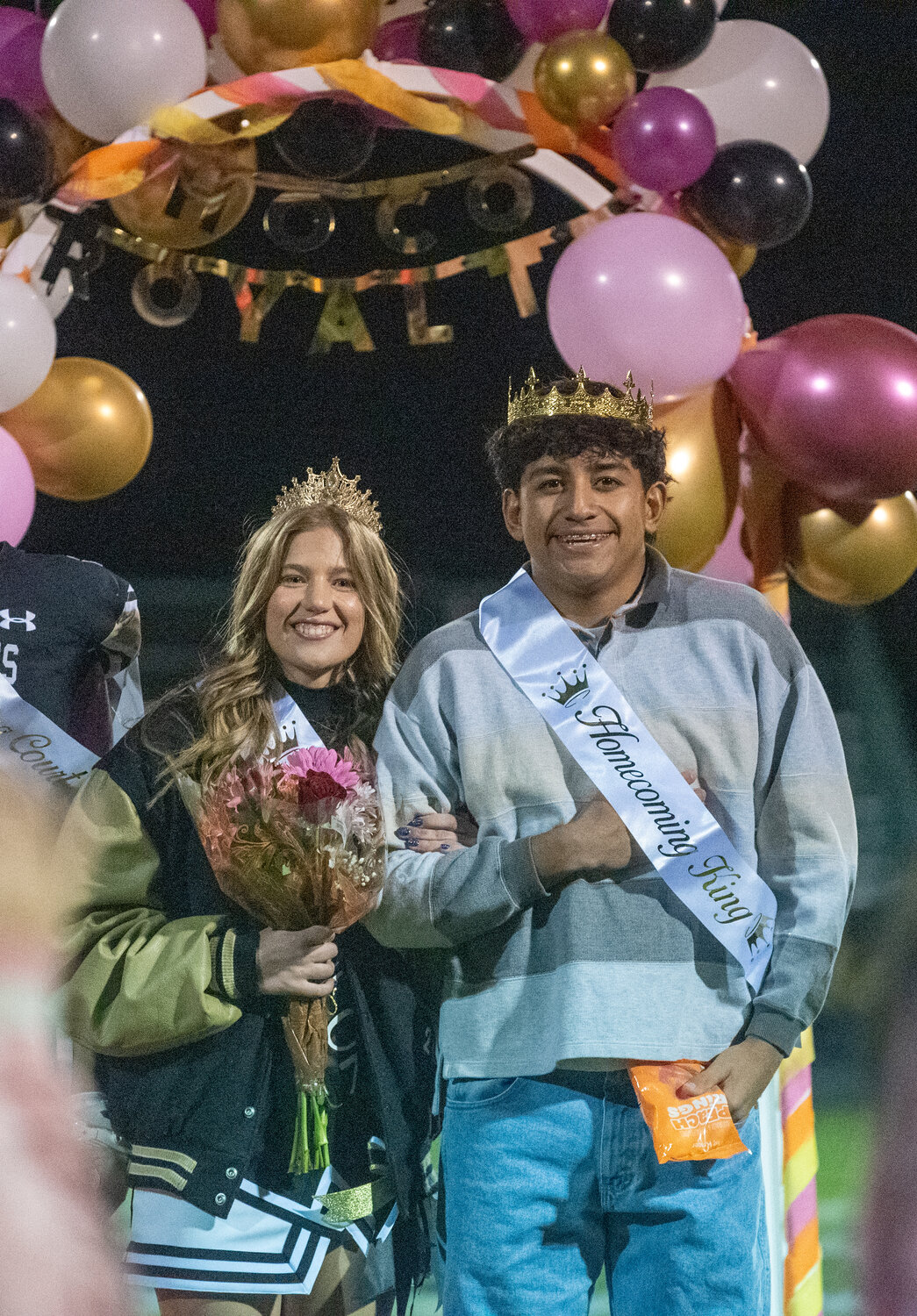 The Pagosa Springs High School homecoming queen, Makaela Denton, and king, Devin Gonzalez, are crowned at halftime of the homecoming football game on Friday, Oct. 16.