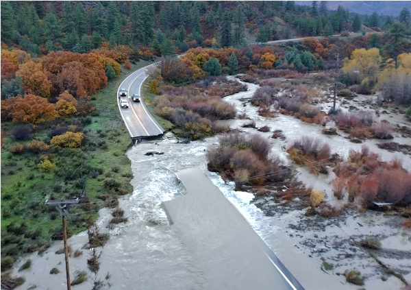 Aerial view of Colo. 151 flood damage, between Ignacio and Pagosa Springs.