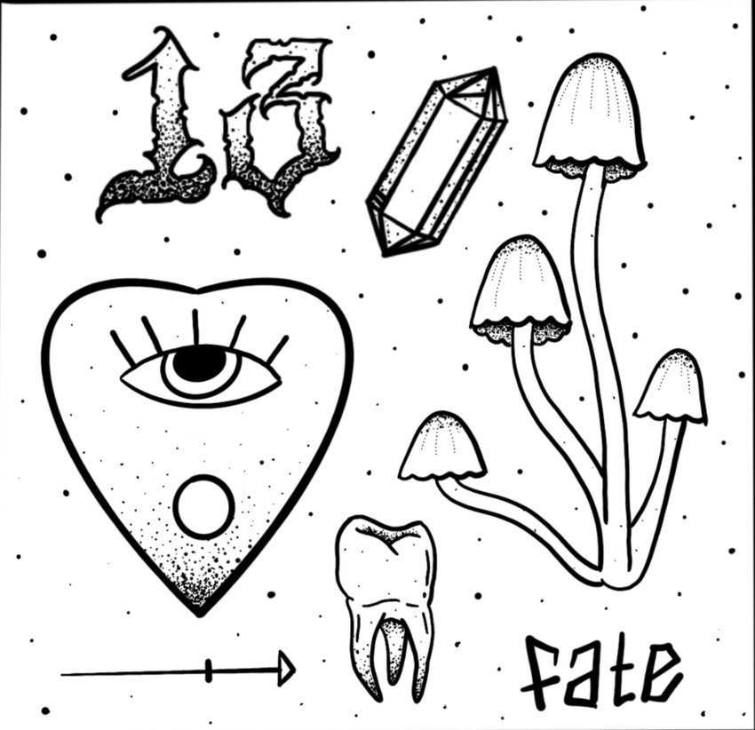 These designs will be available Dec. 13 at Spotted Dog Tattoo &amp; Boutique. Size is not to scale.