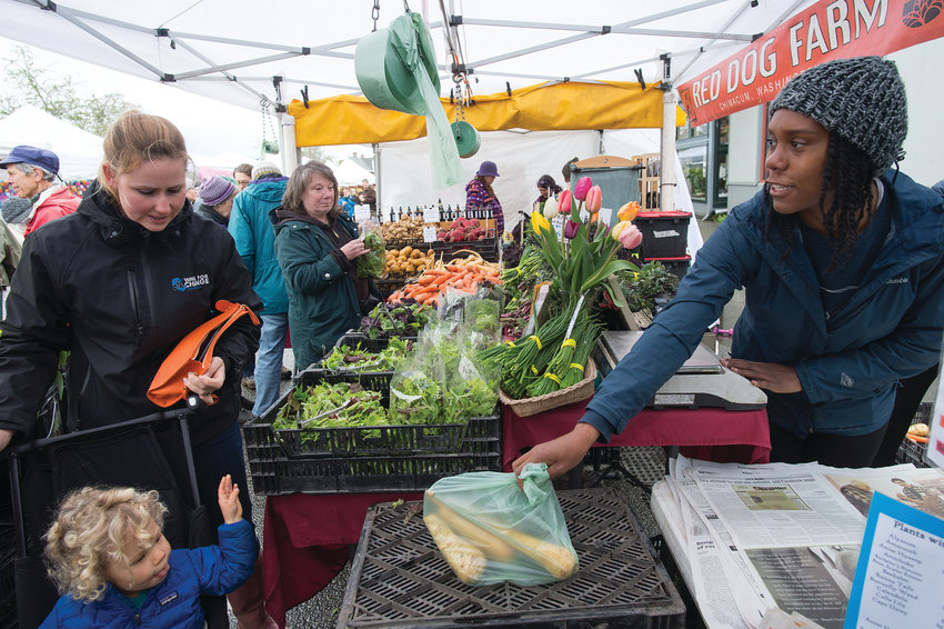 Courtney Wills sells produce for Red Dog Farm.