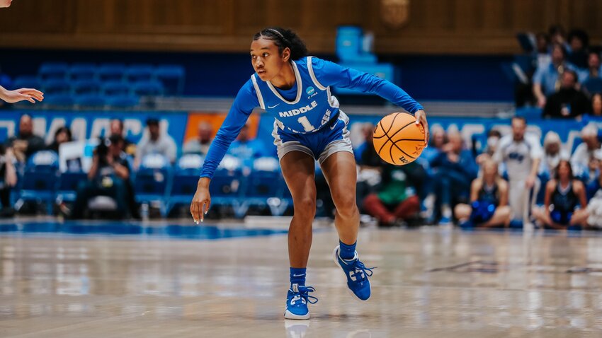 Courtney Blakely (1) averaged 7.1 PPG and 2.6 APG in 2022-23 for the Lady Raiders before transferring to Arizona.