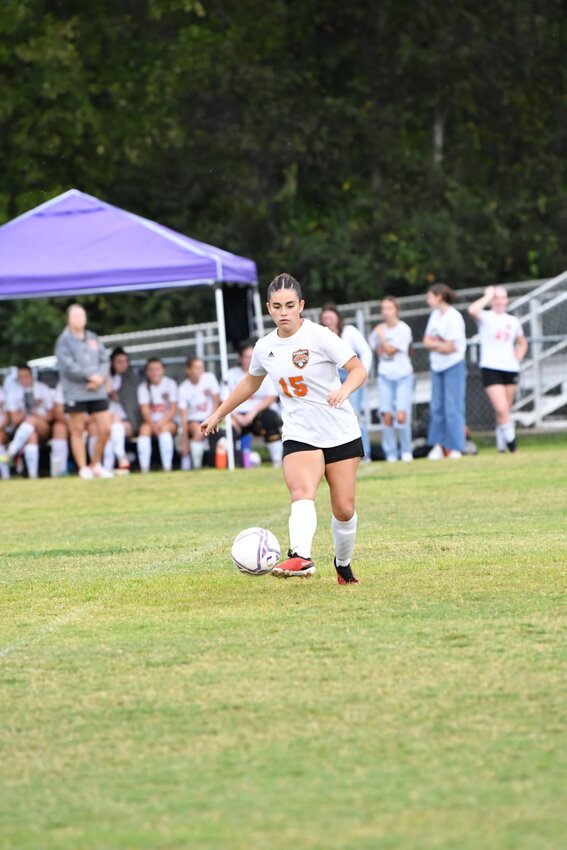 Olivia Winnett (15) scored Cascade's first goal on Tuesday night.