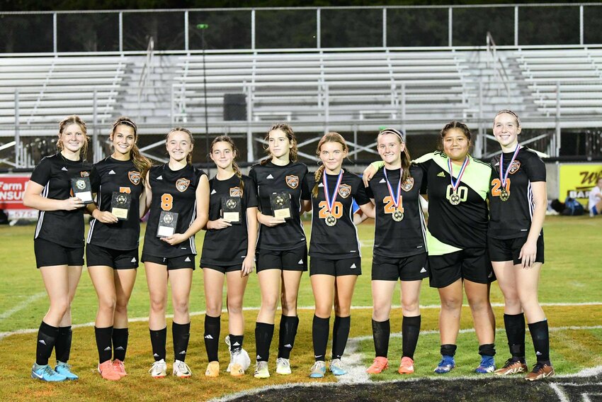 (Left to right) Sophie Ray, Kelsey Shatley, Lexi Comstock, Kaylee Martin, Ella Thompson, Kyla Pulley, Claire Smithson, Irais Rojas, & Ellie Chapa