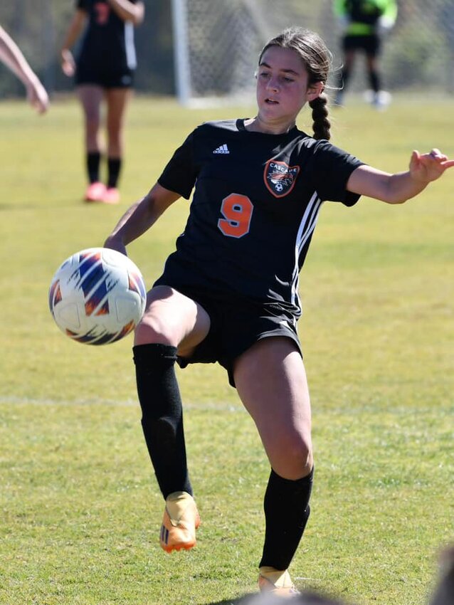 Kaylee Martin (9) provided the assist for Cascade's lone goal against Cheatham County.