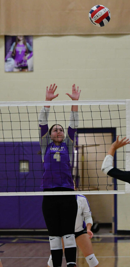 Gracie Daniel (4) had 6 kills and 9 digs in the R4-AA Semifinal.