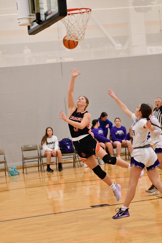Sophie Ray (5) puts in 2 of her 8 points against Monterey in Gatlinburg.