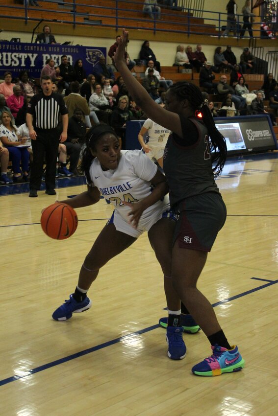 Lanaya Young (24) is Shelbyville's leading scorer this season, and is coming off an 8-point outing in SCHS' blowout win over Columbia Central on Thursday.